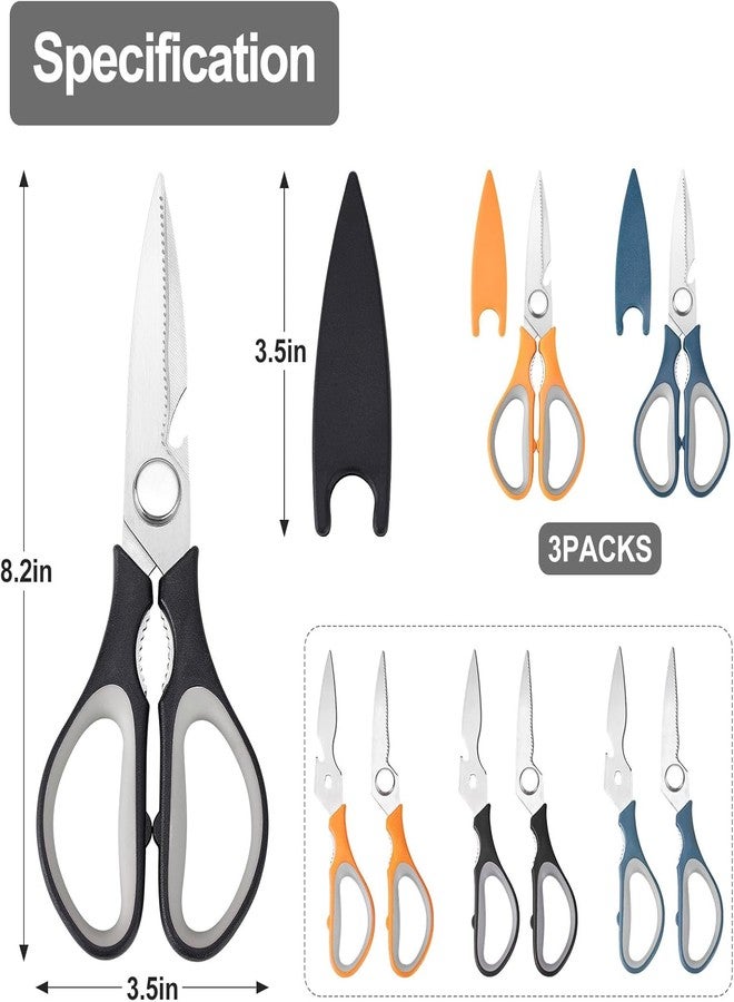OPAYLY 3-PacksKitchen Scissor For General Use Heavy Duty Kitchen Raptor Meat Shears,Dishwasher Safe Cooking Scissors, Stainless Steel Multi-function Scissors For Food - Image 4